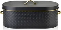 Brotkasten Sandy aus Metall schwarz / gold 15cm x 36cm x 18cm Küche Zubehör