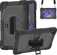 Für Samsung Galaxy Tab A9 Plus aufstellbare Outdoor Hybrid Schwarz 360 Grad mit Halte-Schlaufe Tablet Tasche