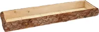 Holz Deko Tablett mit Rinde rechteckig groß - 48 x 17 cm - Kerzentablett natur mit Rand aus Baumrinde - Tischdeko Servier Kerzen Brett Weihnachten