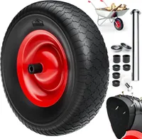 GARDEBRUK® Schubkarrenrad PolyurethanVollgummi pannensicher 4.80/4.00-8 Ø390mm Stahlfelge 200kg Achse Diamantprofil Reifen Vollgummireifen Ersatzrad Schwarz