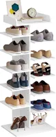WOLTU Schuhregal mit 12 Ebenen, weißer Schuhschrank für Flur, platzsparendes Regal für Schuhaufbewahrung, Schuhablage aus Holzwerkstoff, Schuhorganizier