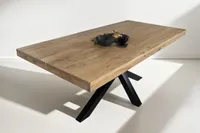 Esstisch 200 x 100 cm Rio, Esszimmertisch naturfarben, Akazienholz massiv, Spider-Gestell aus Metall Schwarz, gerade Kanten