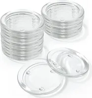 16 Stück Klare Untersetzer Glas für Kerzen- Kerzenhalter Stumpenkerzen - Kerzenuntersetzer Glas Rund Ideal für Spa-Dekorationen, Hochzeiten, Partys, Heimdekoration