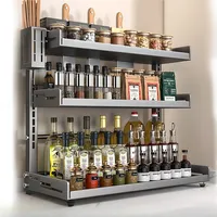 Gewürzregale, Küchenregal, 3 Etagen, Gewürzständer, Küchenthekenregal, Küchengewürz-Aufbewahrungsregal, Essstäbchenhalter, Gewürzhalter, 50×17×55 cm