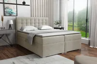 Boxspringbett COLORADO 200x200 cm Beige Velour Samt  Komplettbett Polsterbett Bett Ehebett  inkl..Taschenfederkernmatratzen 7 Zonen H4 Polsterbett