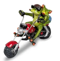 Formano lustige Frösche Figur Froschpärchen auf Motorrad Shopper rot Poly 20 cm