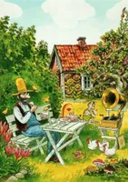 Postkarte "Pettersson und Findus: Pfannkuchenessen"