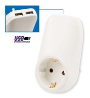 Zwischenstecker McPower, mit 2x USB, 5V max 2,1A, Steckdose 230V/16A