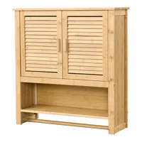 In And OutdoorMatch Badezimmerschrank Johathan - Bambus - 66x62x20 cm - Mit Handtuchhalter - Waschtischunterschrank - Modernes Design
