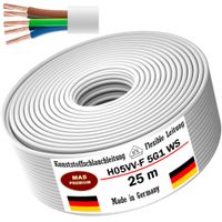 25m Kunststoffschlauchleitung H05VV-F 5G1 Weiß Flexible Leitung Gerätekabel