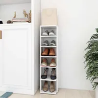 vidaXL Botník bílý 27,5x27x102 cm Dřevěný materiál
