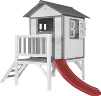 AXI Spielhaus Beach Lodge XL in Weiß mit Rutsche in Rot | Stelzenhaus aus  Holz für Kinder | Kleiner Spielturm für den Garten