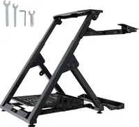 SucceBuy Skládací stojan na závodní volant, výškově nastavitelná univerzální základna pro Logitech & Thrustmaster, robustní rám s pohyblivými koly, kompatibilní s GT/Formula