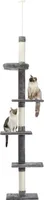PurpurRain Kratzbaum Deckenhoch Katzenkletter Beige höhenverstellbar 5-stöckig, grau, Höhe 228 cm
