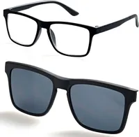 Lesehilfe mit Sonnenclip Schwarz +2,0 Dioptrien Herren Brille Sehhilfe Sonnenschutz Sonnenbrille