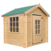 Timbela M570Z-1 Dřevěný dětský domeček - venkovní domeček pro děti - 111x113xH121 cm/0,9 m2 zahradní domeček - zahradní altán pro děti (barva střechy je zelená)