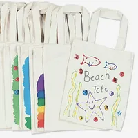 German Trendseller®- 10 x Kinder Stoffbeutel zum Bemalen ┃ Kindergarten klein 22 x 27cm ┃ Tragetasche / 10 Stück