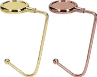kwmobile 2x Tisch Handtaschenhalter Haken - Antirutsch Taschenhaken Halterung Handtaschen - Taschenaufhänger Halter in Gold Rosegold