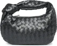 Henkeltasche Damen Retro Leder Umhängetasche geknotet gewebt Umhängetasche, Mode Shopper Tasche Tote Tasche für FrauenDating Reise Party Einkaufen（Schwarz）