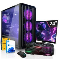 SYSTEMTREFF Gaming Komplett PC - Ryzen 5 4650G - AMD RX Vega - 7Core 4GB - 16GB  - 256GB SSD +  - 24 Zoll TFT - Windows 11 Pro - Desktop