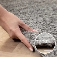 Runder Teppich Wohnzimmer Hochflor Einfarbiges Design Langflor Shaggy Modern, Farbe:Hellgrau, Grösse:160 cm Rund