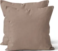 2 er Set Mikrofaser UNI Kissenhüllen Kissenbezüge Kopfkissenbezug 80x80 cm, Nougat Braun