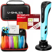 U-SMILER 3D Stift Set 3D Druck Stift mit 75m PLA Filament LCD-Display 3 Geschwindigkeiten USB-C Ergonomisch für Kinder Erwachsene Blau