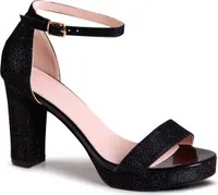 topschuhe24 2178 Damen Glitzer Riemchen Sandaletten, Farbe:Schwarz, Größe:38 EU