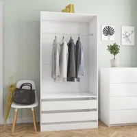 vidaXL Kleiderschrank Hochglanz-Weiß 100x50x200 cm Holzwerkstoff