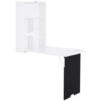 HOMCOM Wandtisch Wandklapptisch Klappschreibtisch mit Tafel Klappbarer Computertisch Esstisch MDF Schwarz+Weiß 60 x 94,5 x 147 cm