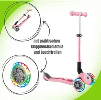 Globber Junior Foldable Fantasy Light Scooter, Farbe:Pastell Pink-Flowers