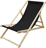 ECD Germany Liegestuhl klappbar aus Holz, Schwarz, bis 120kg, 3 Liegepositionen, Sonnenliege Gartenliege Relaxliege Strandliege Strandliegestuhl