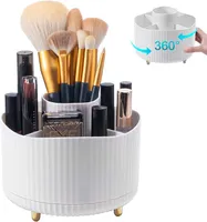 Make Up Pinsel Organizer, 360°Drehbarer Kosmetik Organizer, 5 Fächer Make Up Pinselhalter, für Zimmer Decor Frisiertisch, Schlafzimmer, Bad,Weiß