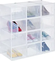 relaxdays 12er Pack Schuhboxen transparent