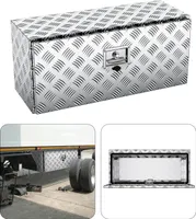 LARS360 Abschließbare Alu Werkzeugkiste Truckbox, Transportkiste mit Schloss, Wetterfeste Anhängerbox für Werkzeuge und Zubehör - 91 x 36 x 40,5 cm