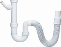 HAAS PP-Spülensiphon 1 1/2,  mit flexiblem  Schlauch und einem Geräteanschluss