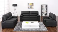 Couchgarnitur Leder 3+2+1 - Büffelleder - Schwarz - MIMAS