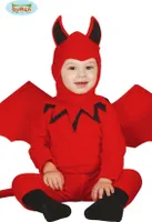 Baby-Teufelchen mit Kapuze Flügel Jumpsuit und Schwanz, Größe: 12 - 18 Monate Farbe: Rot
