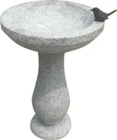 Dehner Vogeltränke mit Vogel, Ø 42 cm, Höhe 57 cm, Granit/Bronze, grau