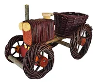 Weidenwelt | Gartendekoration, Weidentraktor mit Blumentopf 46x25x24 cm, gartendeko, gartenfiguren, dekofigur, deko garten, gartendeko figuren