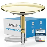 Bächlein Universal Badewannenstöpsel - Abfluss-Stopfen aus massivem Messing inkl. Ersatzdichtung - Gold
