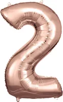 Balon foliowy cyfra 2 różowe złoto 57x86cm
