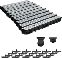 10m Entwässerungsrinne Terrassenrinne Stahlrost verzinkt komplett SET, System A15 98mm