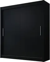 Easy4You D1 150 cm Schwarz Schiebetüren Kleiderschrank 150x200x58 cm Schlafzimmermöbel, Aufbewahrung - Mehrzweckschrank - Farbe: Schwarz