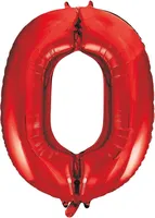 Unique Party - "Obří" - Fóliový balónek "Číslo 0" - fólie SG24163 (jedna velikost) (červená)