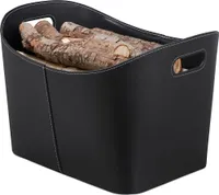 relaxdays Kunstleder XL Kaminholzkorb 27,0 l schwarz 55,0 x 42,5 x 35,5 cm