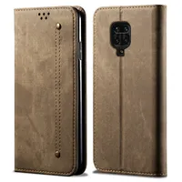 Redmi Note 9 Pro Pouzdro, Kožené Peněženkové Pouzdro s Magnetickým Uzavíráním a Pouzdro s Funkcí Stojánku pro Xiaomi Redmi Note 9 Pro Xiaomi Redmi Note 9 Pro Khaki