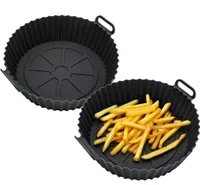 Airfryer Silikon Form rund 20,5 cm wiederverwendbar - 2er Set - Kunststoff Backform für die Heißluftfritteuse BPA-frei - Silikonform Silikoneinsatz Silikon Einsatz Backform für Heißluft Fritteuse