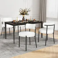 Puluomis Esszimmerstühle 4er Set Küchenstühle Polsterstuhl mit Rücklehne, Abnehmbarer Überzug Wolle Boucle weiß