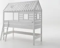 Tom's Hut 2 podkrovní postel Dětská postel Postel na hraní Postel bílá
